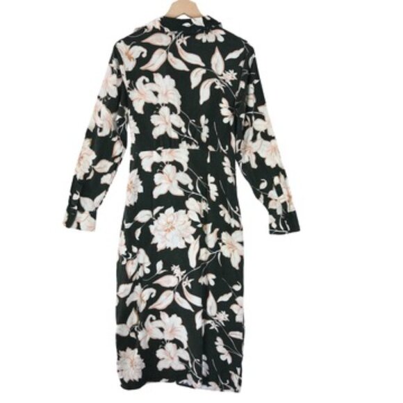 MNG Mango Linen Blend Wrap Dress M Floral Romantic Resortwear - Picture 2 of 10